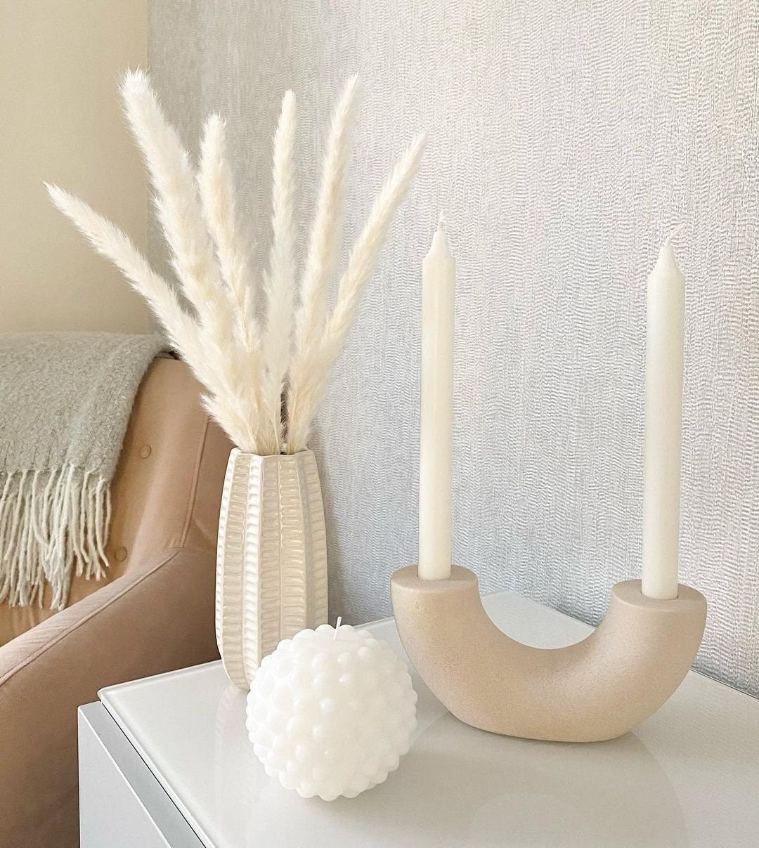 Nordic Style Ceramic Candle Holder, Modern Candlestick, Minimal Candle Holder, Table Decor, Boho Decor Living Room, House Gift, Home Decor,